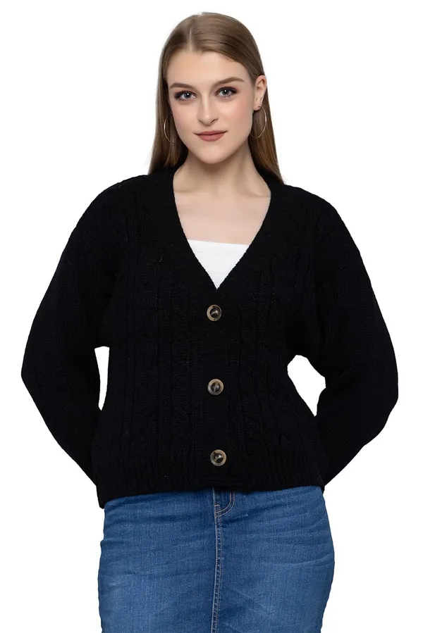 Black_Women_Knitted_Regular_Fit_V_Neck_Full_Sleeve_Self_Design_Solid_Winter_Wear_Cardigans_Sweaters