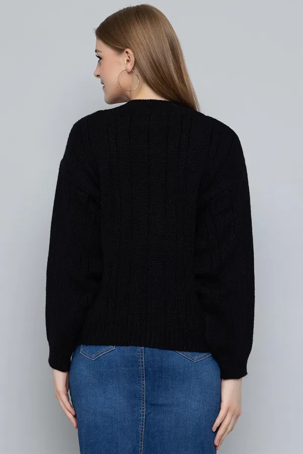 Black_Women_Knitted_Regular_Fit_V_Neck_Full_Sleeve_Self_Design_Solid_Winter_Wear_Cardigans_Sweaters