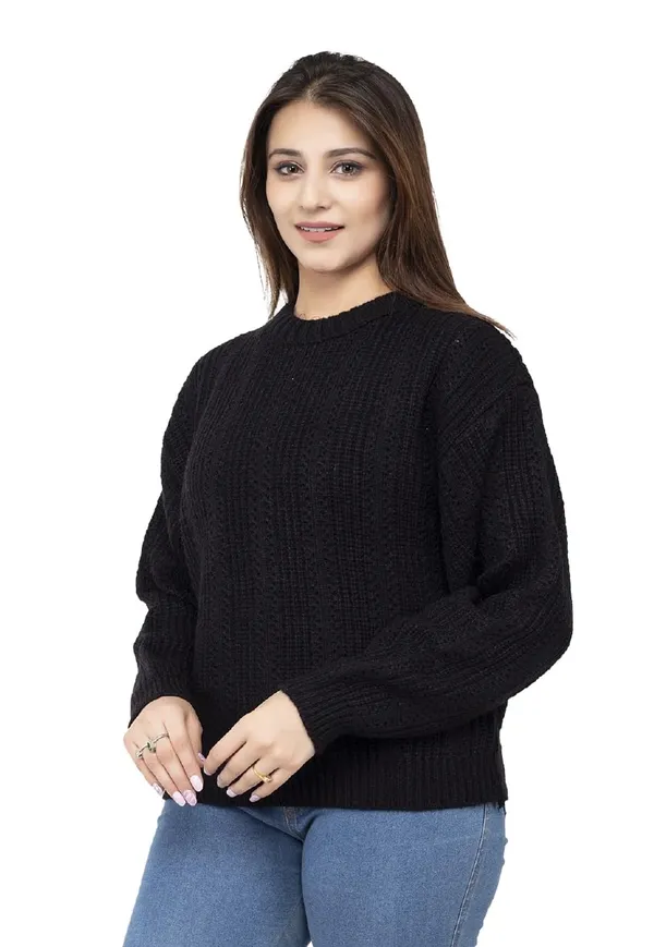 Black_Women_100%_Wool_Pullover_Sweater_Regular_Fit_For_Winter_Wear