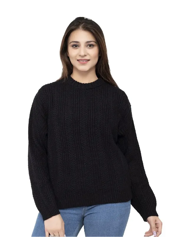 Black_Women_100%_Wool_Pullover_Sweater_Regular_Fit_For_Winter_Wear