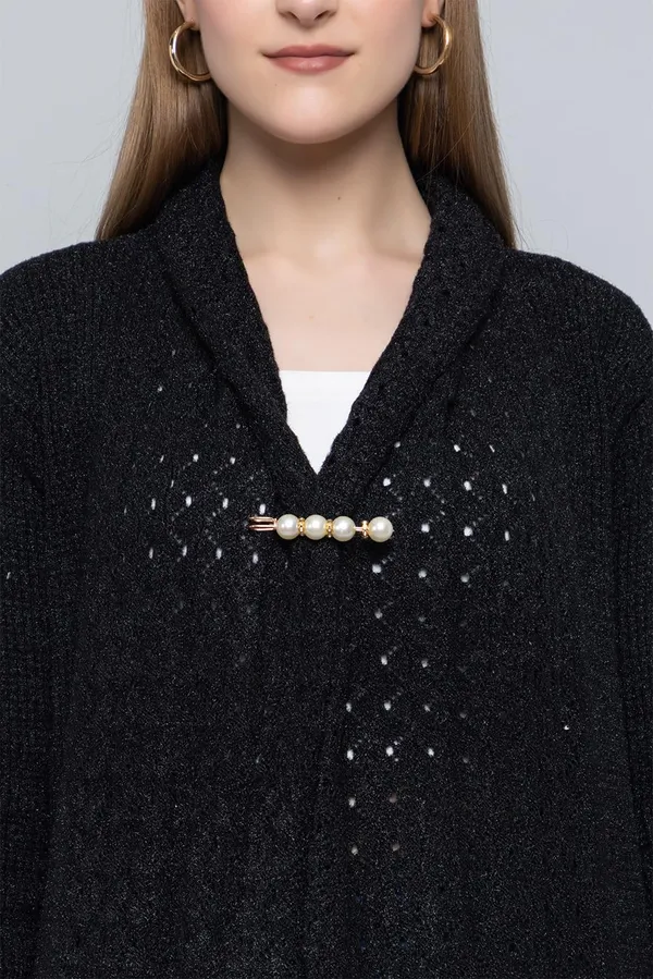 Black_Women_Ladies_Girls_Winter_Latest_Colors_Woolen_V-Neck_Open_Front_Hem_Long_Sleeves_Shrug_Cardigan_Sweater