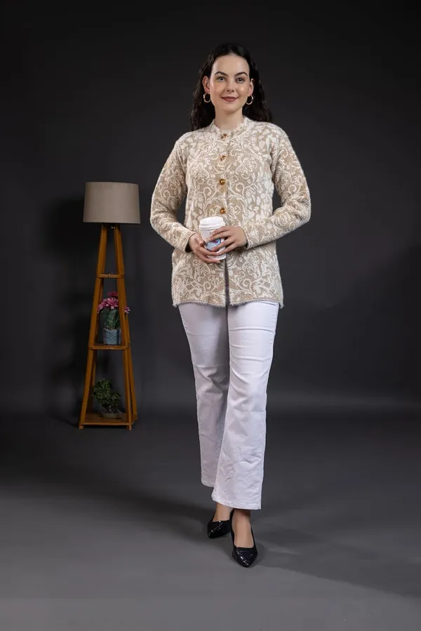 Camel_Women_Woolen_Round_Neck_Self_Design_Cardigan_Heavy_Hair_Fabric_Winter_Wear_Pure_Wool_Long_Cotty_Fully_Warm_Cardigan_Sweater