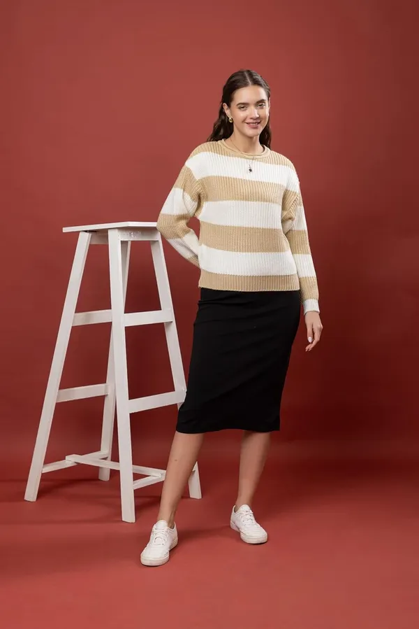 Camel_Women_100%_Wool_Color_Block_Stripe_Full_Sleeve_Round_Neck_Pullover_Sweater_Winter_Season_Fashion