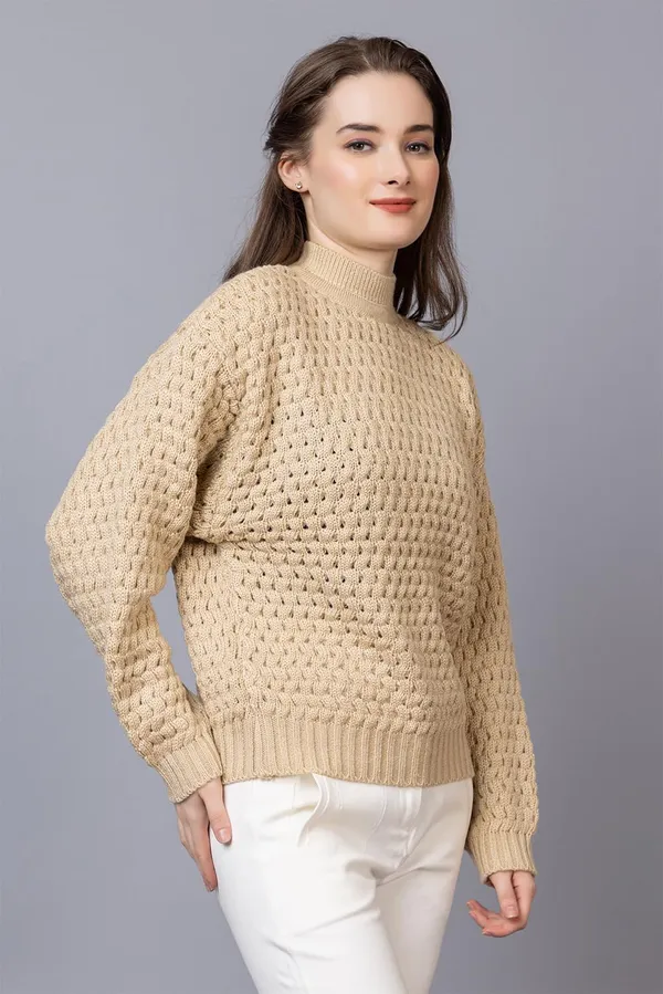 Beige_Women_Pullover_Sweater_Relaxed_Fit_For_Winter_Wear