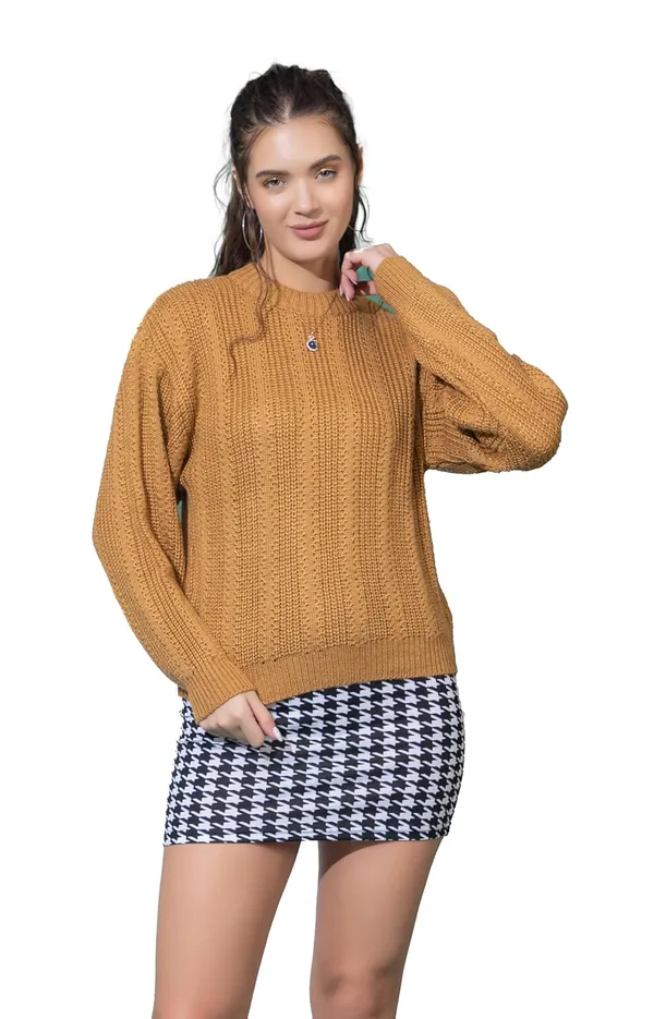 Gold_Women's_Pullover_Sweater_100%_Wool_Round_Neck_Full_Sleeve_Stylish_Sweater_Crafted_With_Comfort_Fit_And_Modern_Clothing_For_Winter_Season
