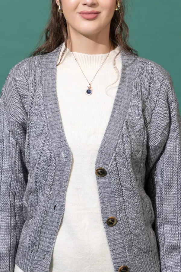 Grey_Women_Woolen_V-Neck_3-Button_Stylish_Cardigan_Sweater_Winter_Casual_Wear_Warm_Knitwear_For_Ladies_And_Girls