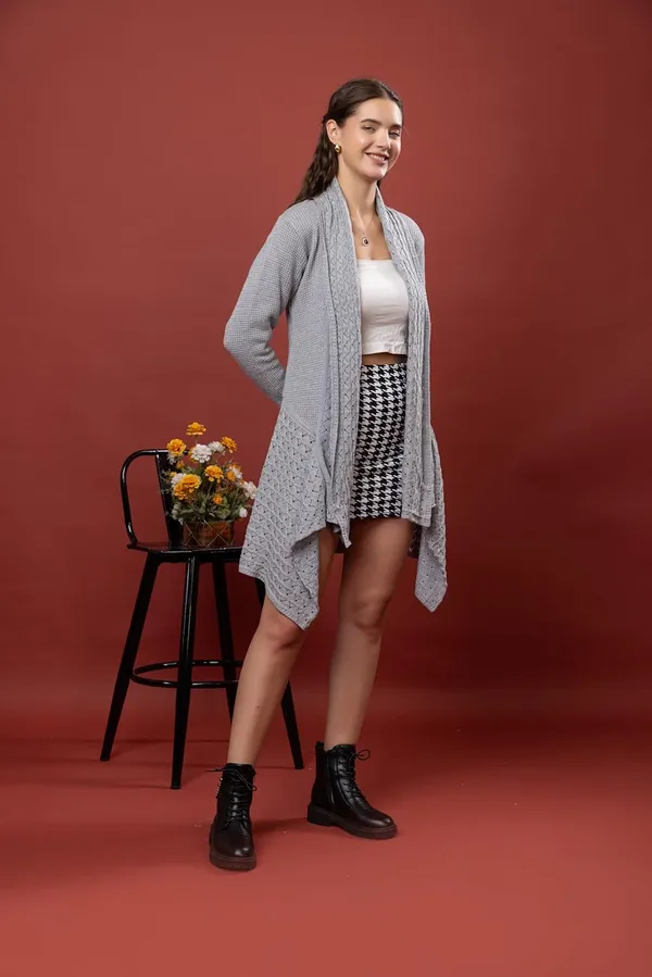 Grey_Women_&_Girls_Winter_Woolen_V-Neck_Open_Front_Longline_Shrug_Cardigan_Sweater