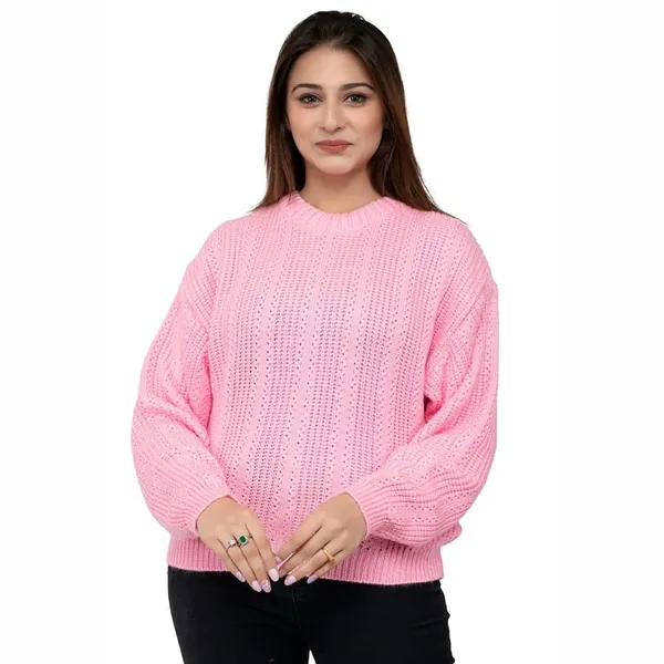 Light_Pink_Women's_Wool_Casual_Pullover_Sweater
