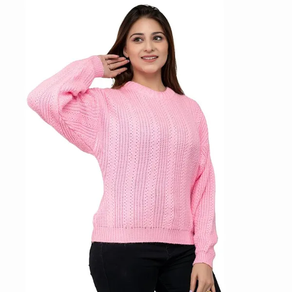 Light_Pink_Women's_Wool_Casual_Pullover_Sweater