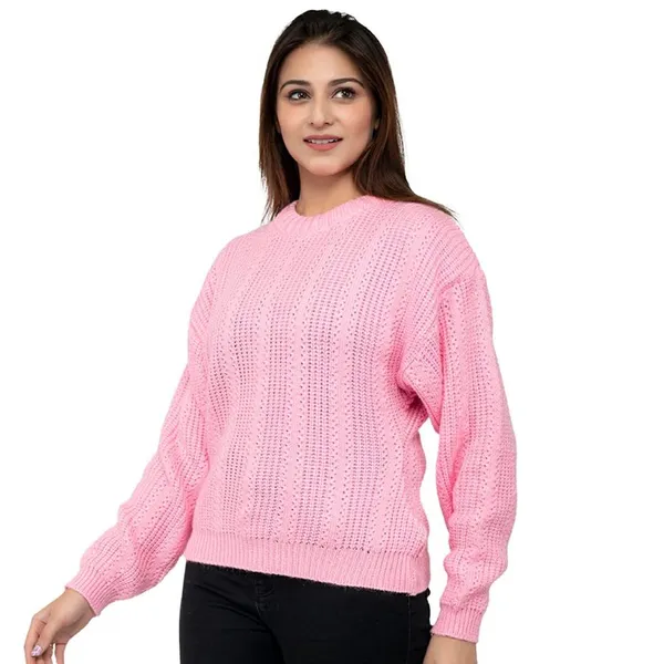 Light_Pink_Women's_Wool_Casual_Pullover_Sweater