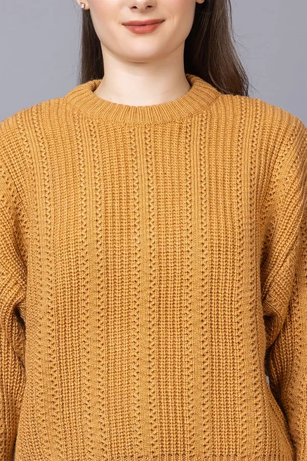 Gold_Women_100%_Wool_Pullover_Sweater_Regular_Fit_For_Winter_Wear
