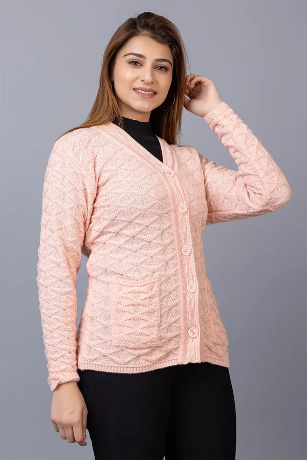 Gajri_Women_Woolen_V_Neck_Casual_Wear_Stylish_Cardigan_Sweater_For_Winter_With_Front_Pockets