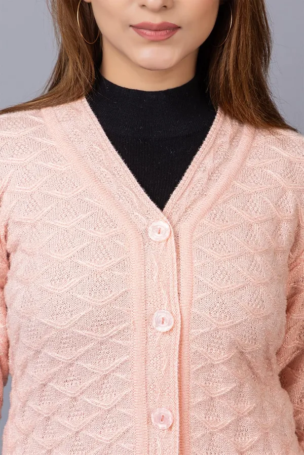 Gajri_Women_Woolen_V_Neck_Casual_Wear_Stylish_Cardigan_Sweater_For_Winter_With_Front_Pockets