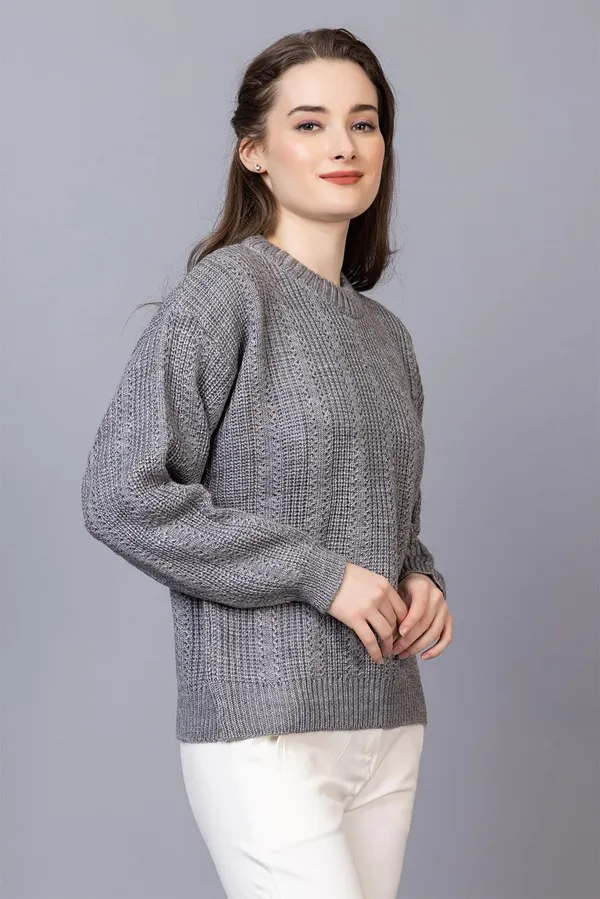 Grey_Women_100%_Wool_Pullover_Sweater_Regular_Fit_For_Winter_Wear