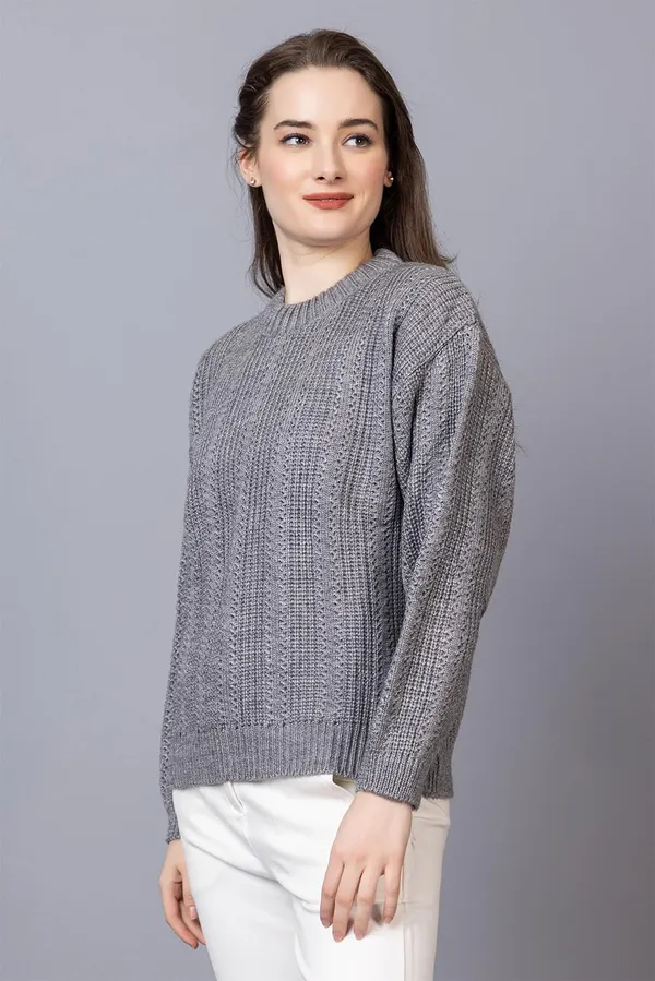 Grey_Women_100%_Wool_Pullover_Sweater_Regular_Fit_For_Winter_Wear