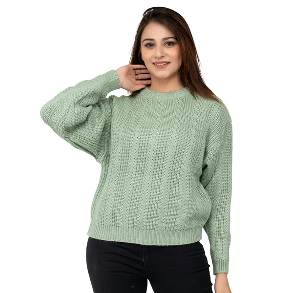 Grey_Women_Wool_Casual_Pullover_Sweater