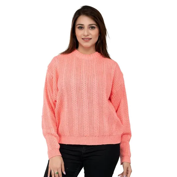 Pink_Women's_Wool_Casual_Pullover_Sweater