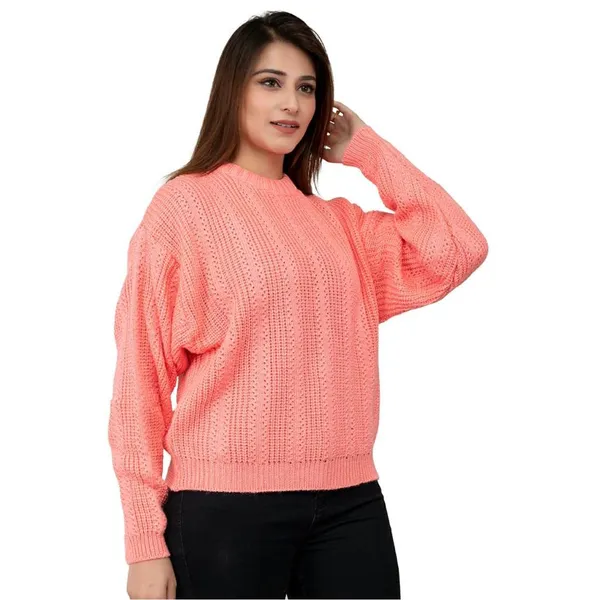 Pink_Women's_Wool_Casual_Pullover_Sweater