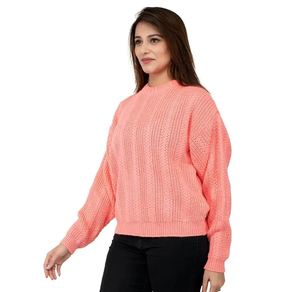 Pink_Women's_Wool_Casual_Pullover_Sweater