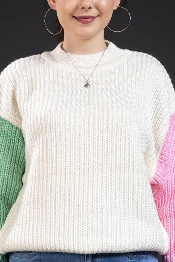 Light_Green_Baby_Pink_Womens_Round_Neck_Pure_Wool_Winter_Wear_Pullover_Sweater_Multicolor