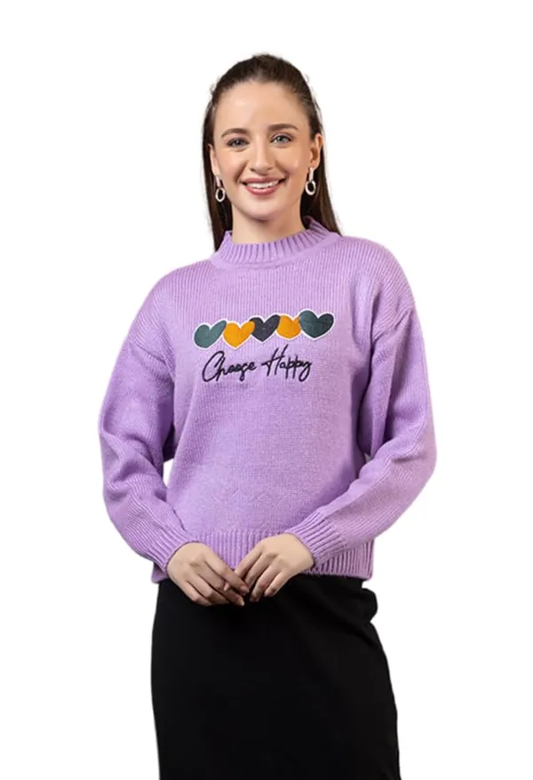 Lavender_Women_Woolen_Casual_Wear_Stylish_Sweater_For_Winter_Cozy_And_Warm_3D_Heart_Winter_Sweater_For_Girls/Ladies_Soft_And_Comfortable_Knit_Pullover
