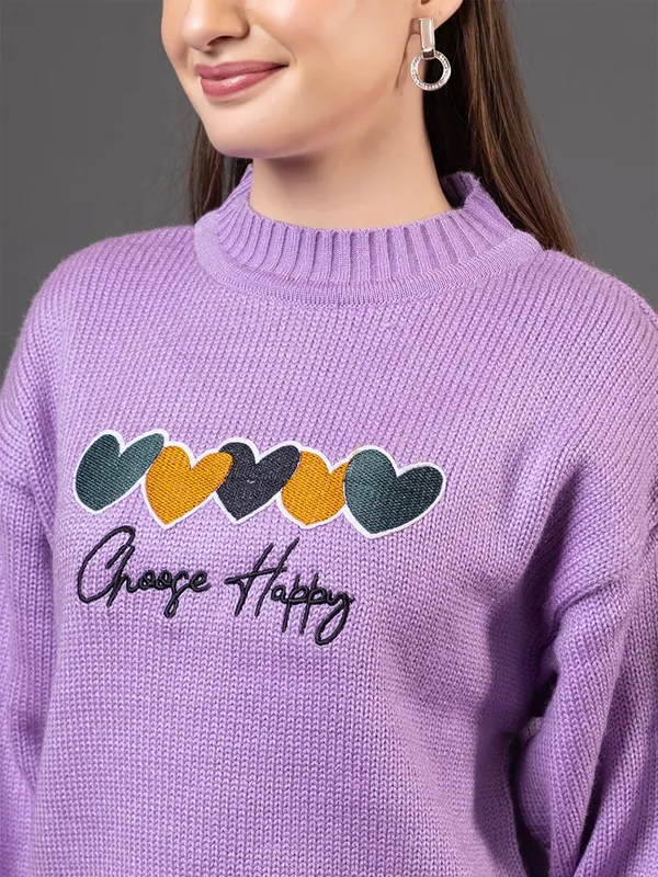 Lavender_Women_Woolen_Casual_Wear_Stylish_Sweater_For_Winter_Cozy_And_Warm_3D_Heart_Winter_Sweater_For_Girls/Ladies_Soft_And_Comfortable_Knit_Pullover