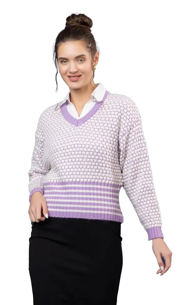 Lavender_Womens_V-Neck_Pullover_Sweater_For_Winter_Wear_Full_Sleeve_Stylish_Pullover_Sweater