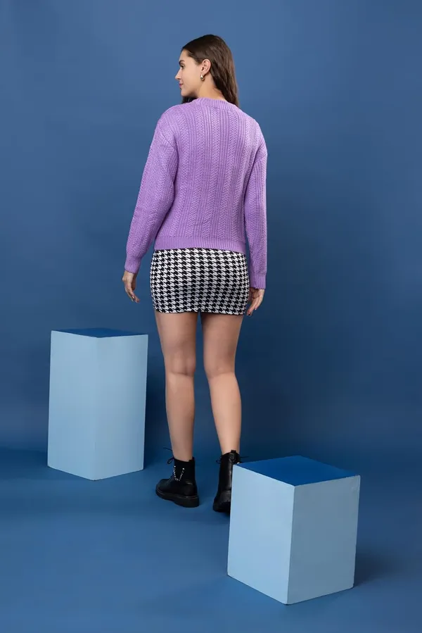 Lavender_Women's_Pullover_Sweater_100%_Wool_Round_Neck