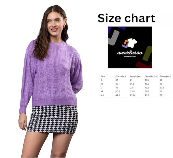 Lavender_Women's_Pullover_Sweater_100%_Wool_Round_Neck