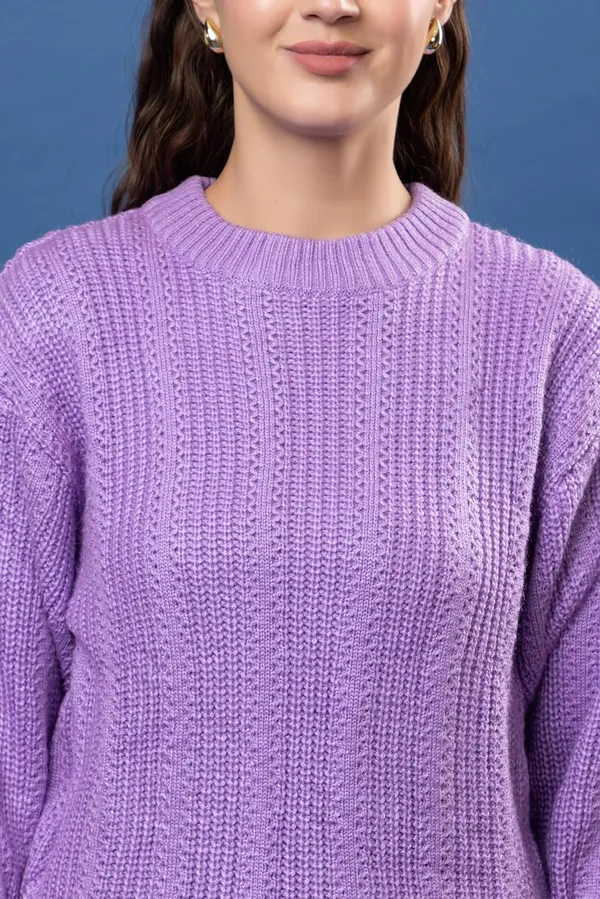 Lavender_Women's_Pullover_Sweater_100%_Wool_Round_Neck