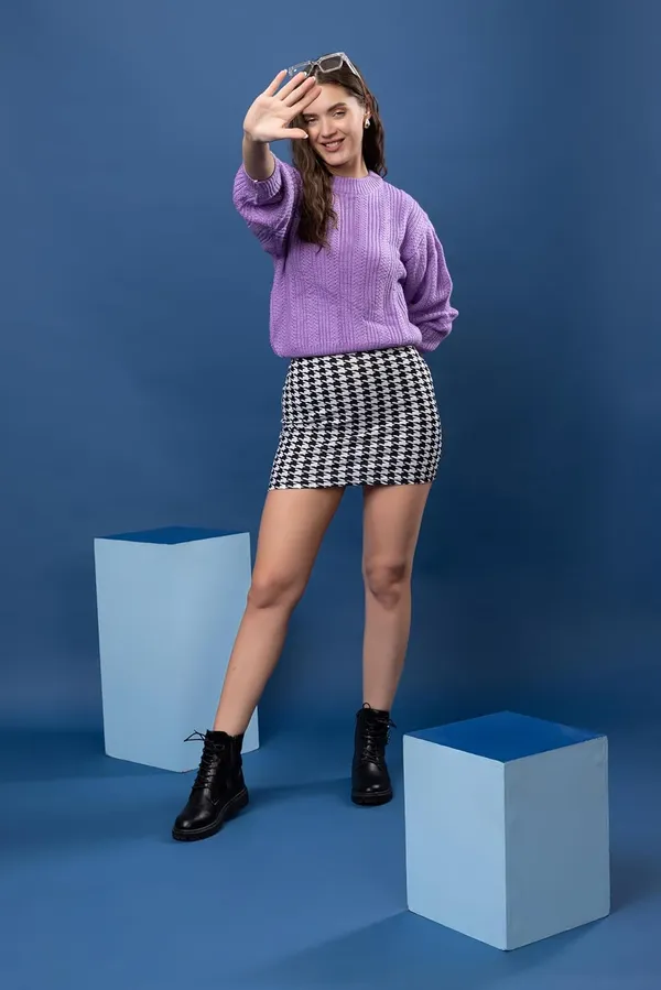 Lavender_Women's_Pullover_Sweater_100%_Wool_Round_Neck
