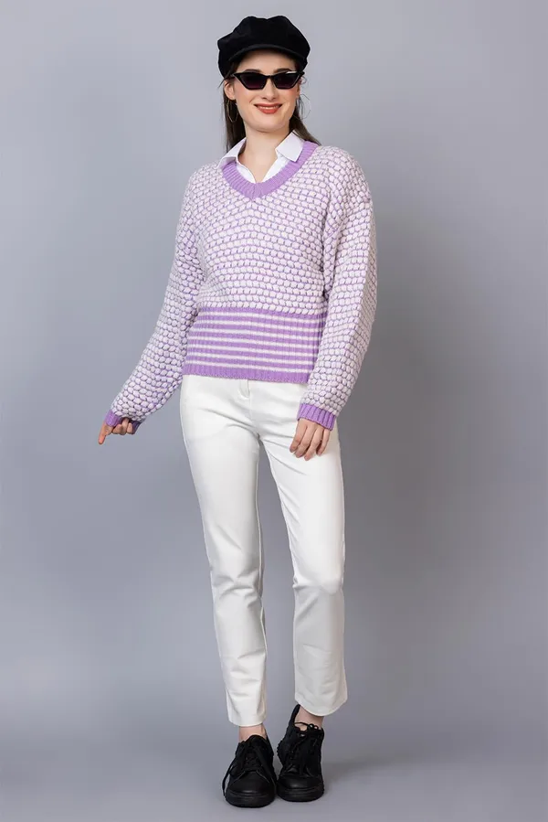 Lavender_Women_Pure_Wool_Pullover_V_Neck_Sweater_For_Winter_Full_Sleeve_Stylish_Sweater_Crafted_With_Comfort_Fit_And_Modern_Clothing_For_Winter_Season