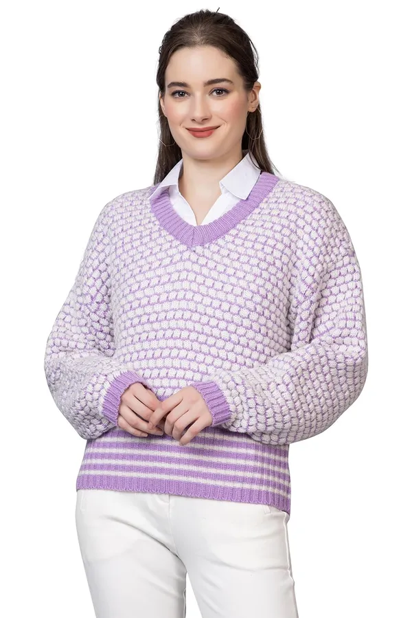 Lavender_Women_Pure_Wool_Pullover_V_Neck_Sweater_For_Winter_Full_Sleeve_Stylish_Sweater_Crafted_With_Comfort_Fit_And_Modern_Clothing_For_Winter_Season
