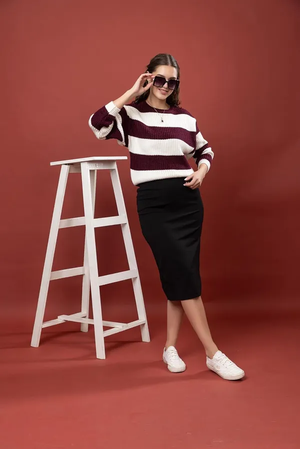 Maroon_Women_100%_Wool_Color_Block_Stripe_Full_Sleeve_Round_Neck_Pullover_Sweater_Winter_Season_Fashion