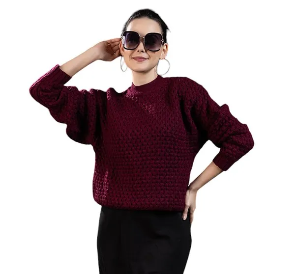 Maroon_Women_100%_Wool_Pullover_Sweater_Relaxed_Fit_Turtle_Neck_Sweater_Full_Sleeve_Stylish_Winter_Wear