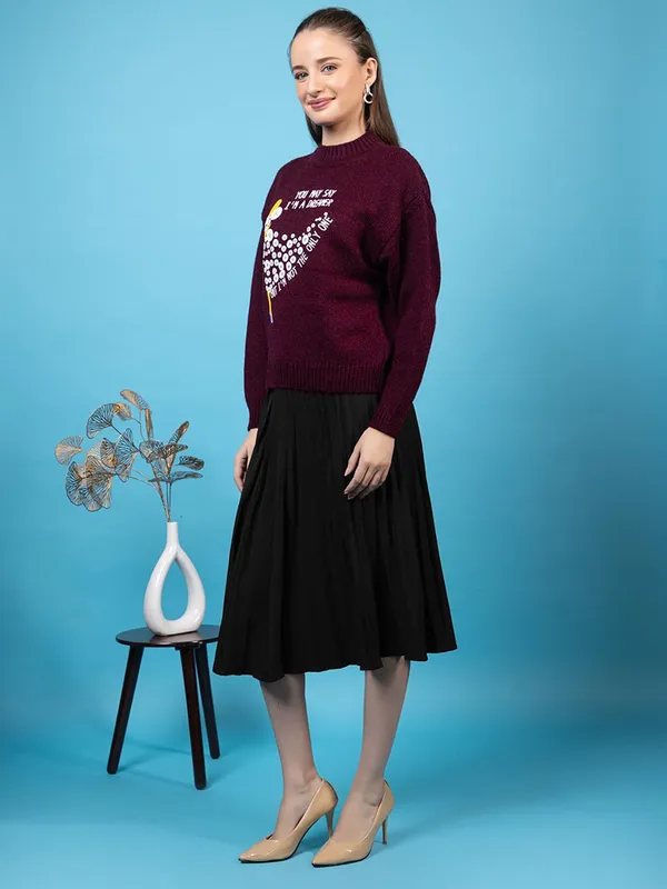 Maroon_Women_Woolen_Casual_Wear_Stylish_Sweater