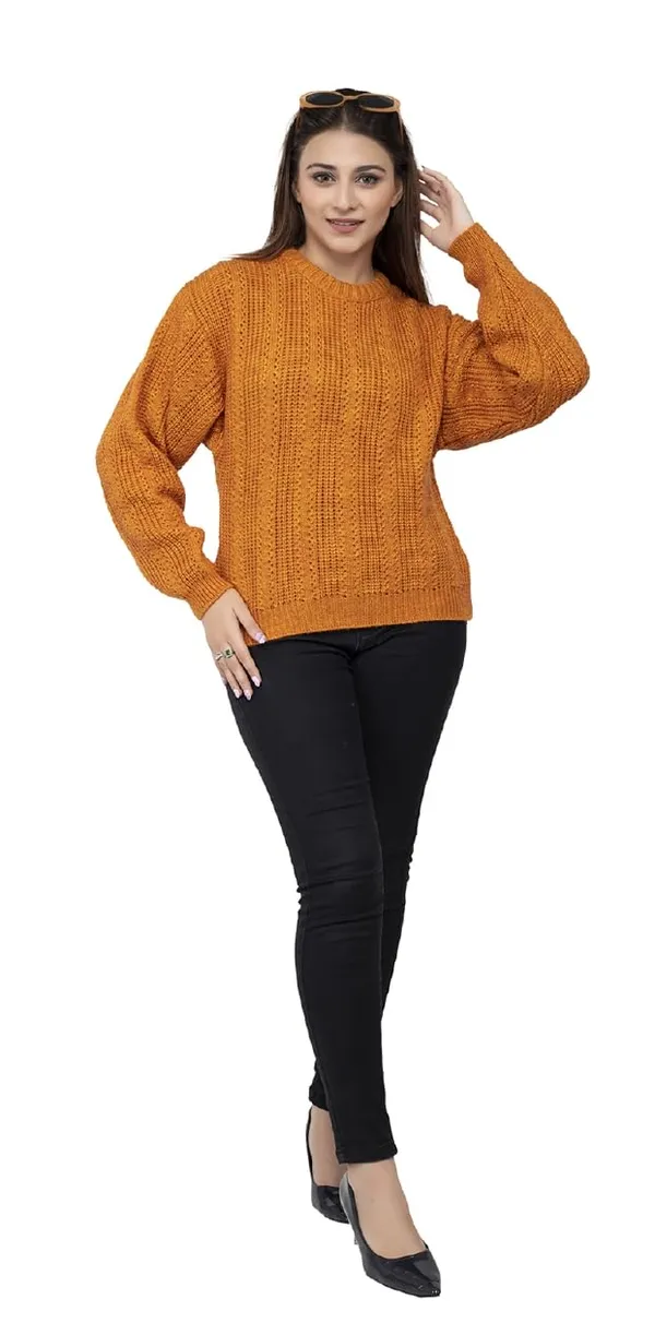 Mustard_Women_100%_Wool_Pullover_Sweater_Regular_Fit_For_Winter_Wear