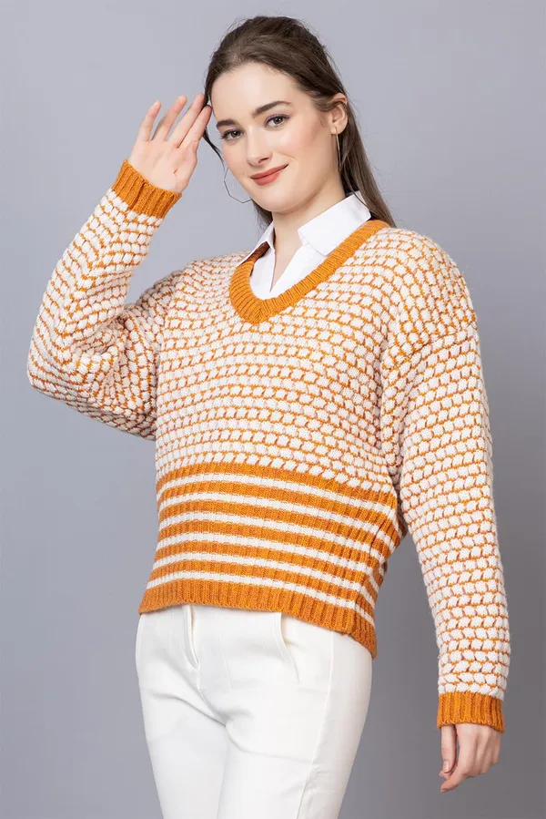 Mustard_Women_Pure_Wool_Pullover_V_Neck_Sweater_For_Winter_Full_Sleeve_Stylish_Sweater_Crafted_With_Comfort_Fit_And_Modern_Clothing_For_Winter_Season