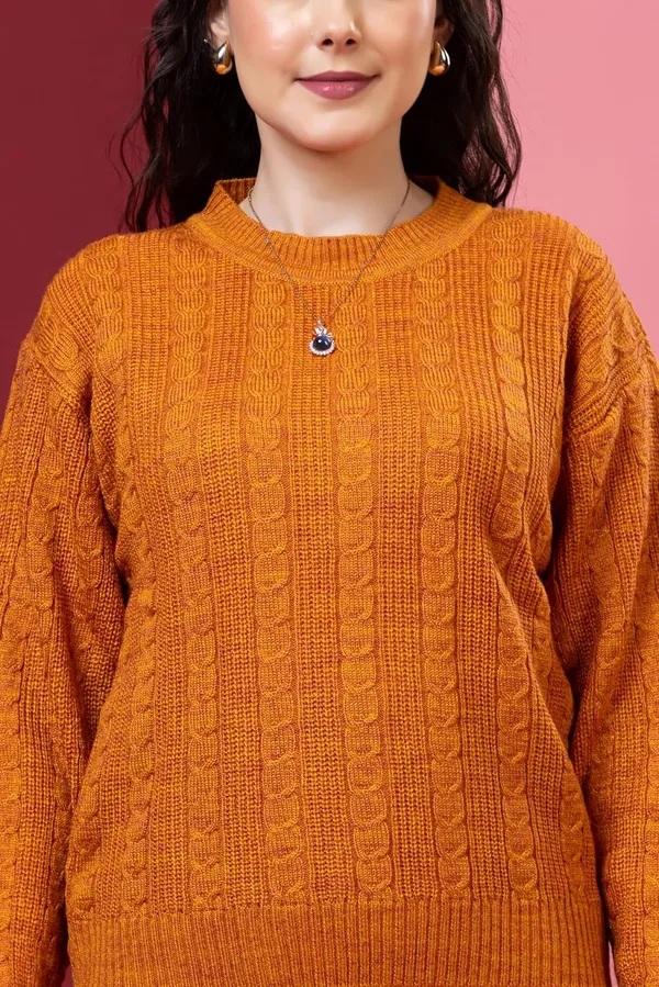 Mustard_Women_Round_Neck_Cable_Knit_Full_Sleeve_Pure_Wool_Sweater_Winter_Wear_For_Cozy_&_Stylish_Comfort