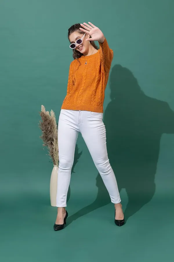 Mustard_Women_Full_Sleeves_Round_Neck_Cable_Design_Pullover_Sweater_Pure_Woolen_Winter_Wear