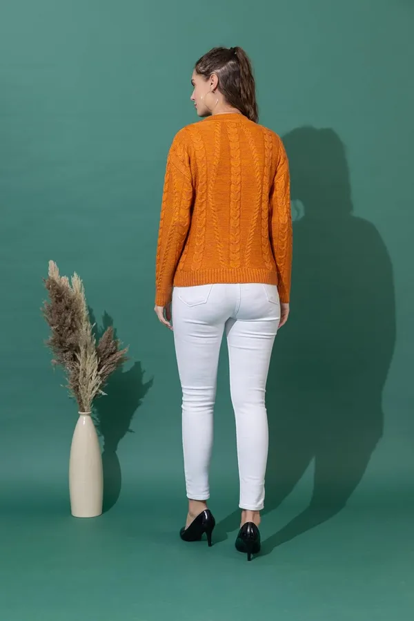 Mustard_Women_Full_Sleeves_Round_Neck_Cable_Design_Pullover_Sweater_Pure_Woolen_Winter_Wear