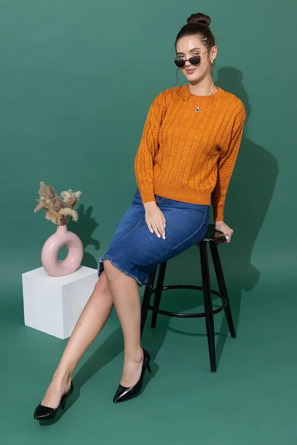 Mustard_Women_Full_Sleeves_Round_Neck_Cable_Design_Pullover_Sweater_Pure_Woolen_Winter_Wear