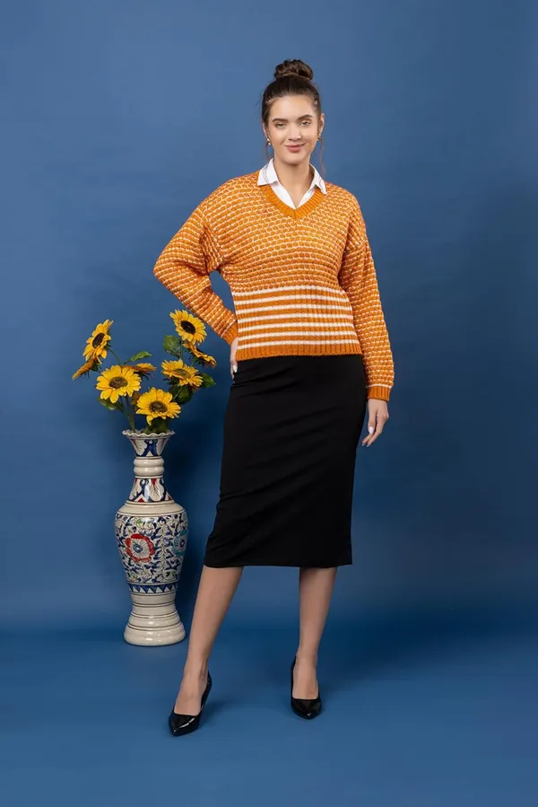 Mustard_Winter_Wear_Stylish_Trendy_Regular_Fit_V_Neck_Full_Sleeve_100%_Woolen_Sweater_For_Womens_And_Girls