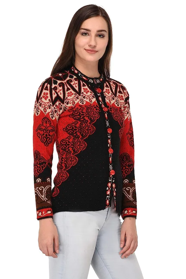 Multicolor_Women's_Winter_Wear_Round_Neck_Woolen_Cardigan