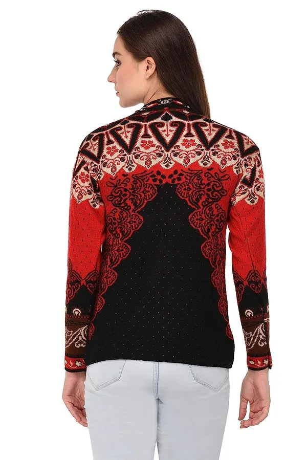 Multicolor_Women's_Winter_Wear_Round_Neck_Woolen_Cardigan