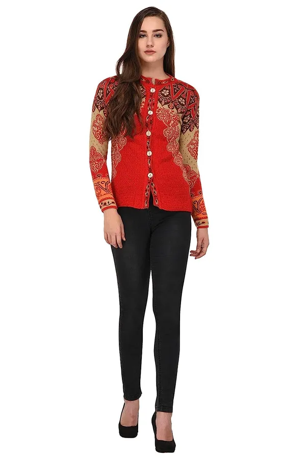 Multicolor_Women's_Winter_Wear_Round_Neck_Woolen_Cardigan