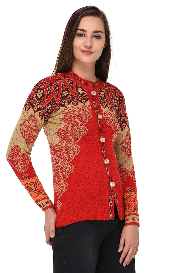 Multicolor_Women's_Winter_Wear_Round_Neck_Woolen_Cardigan