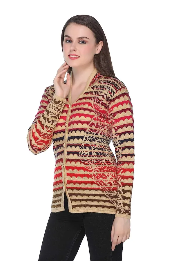 Multicolor_Women's_Winter_Wear_Round_Neck_Woolen_Cardigan