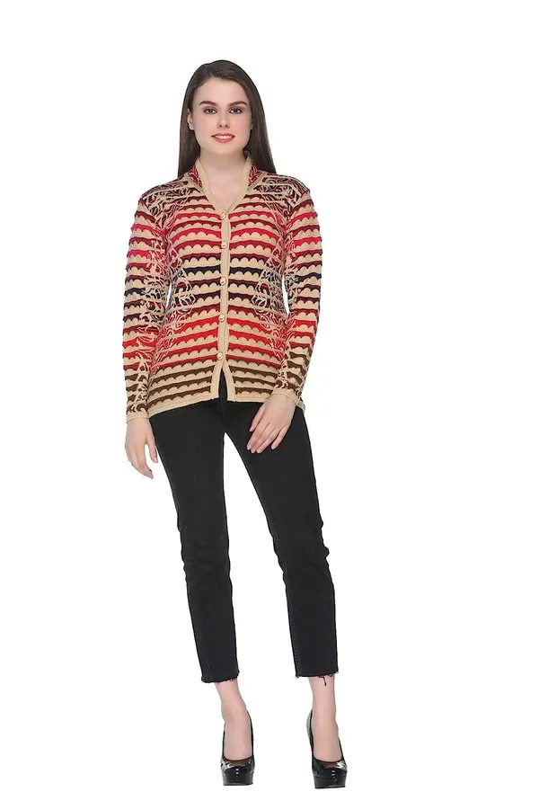 Multicolor_Women's_Winter_Wear_Round_Neck_Woolen_Cardigan