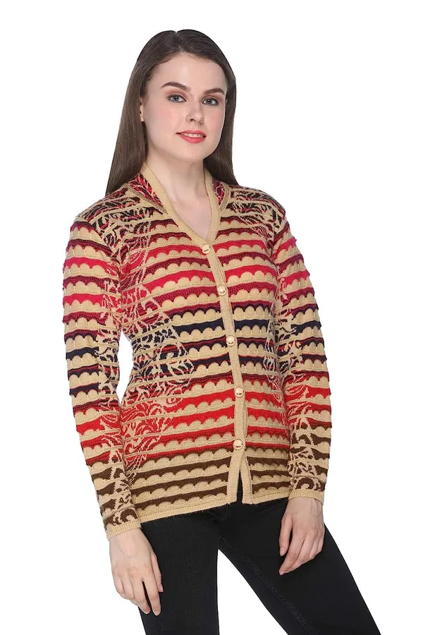 Multicolor_Women's_Winter_Wear_Round_Neck_Woolen_Cardigan